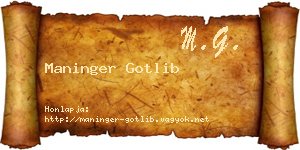Maninger Gotlib névjegykártya